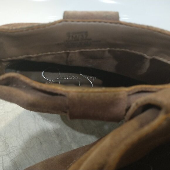 Jessica Simpson Chantie Booties Brown Leather Block Heel shoes Size 7M - Picture 12 of 14